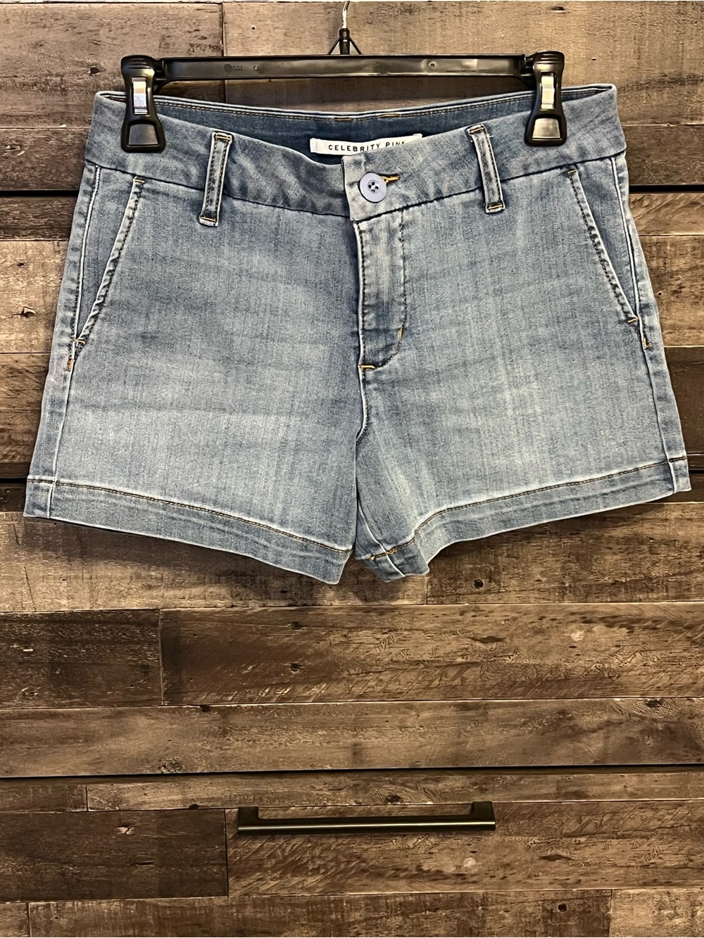Celebrity Pink Juniors' Denim Trouser Shorts- Size 5